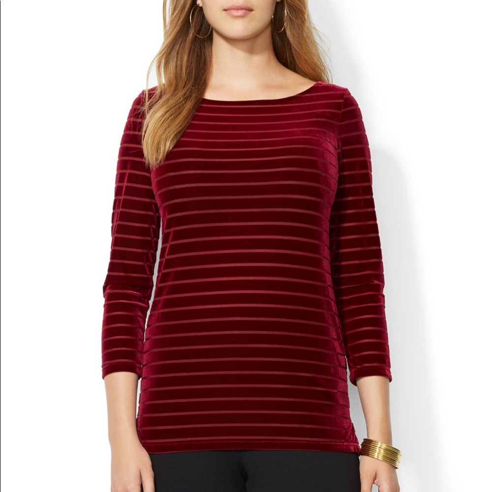 Lauren Ralph Lauren Striped Velvet Top